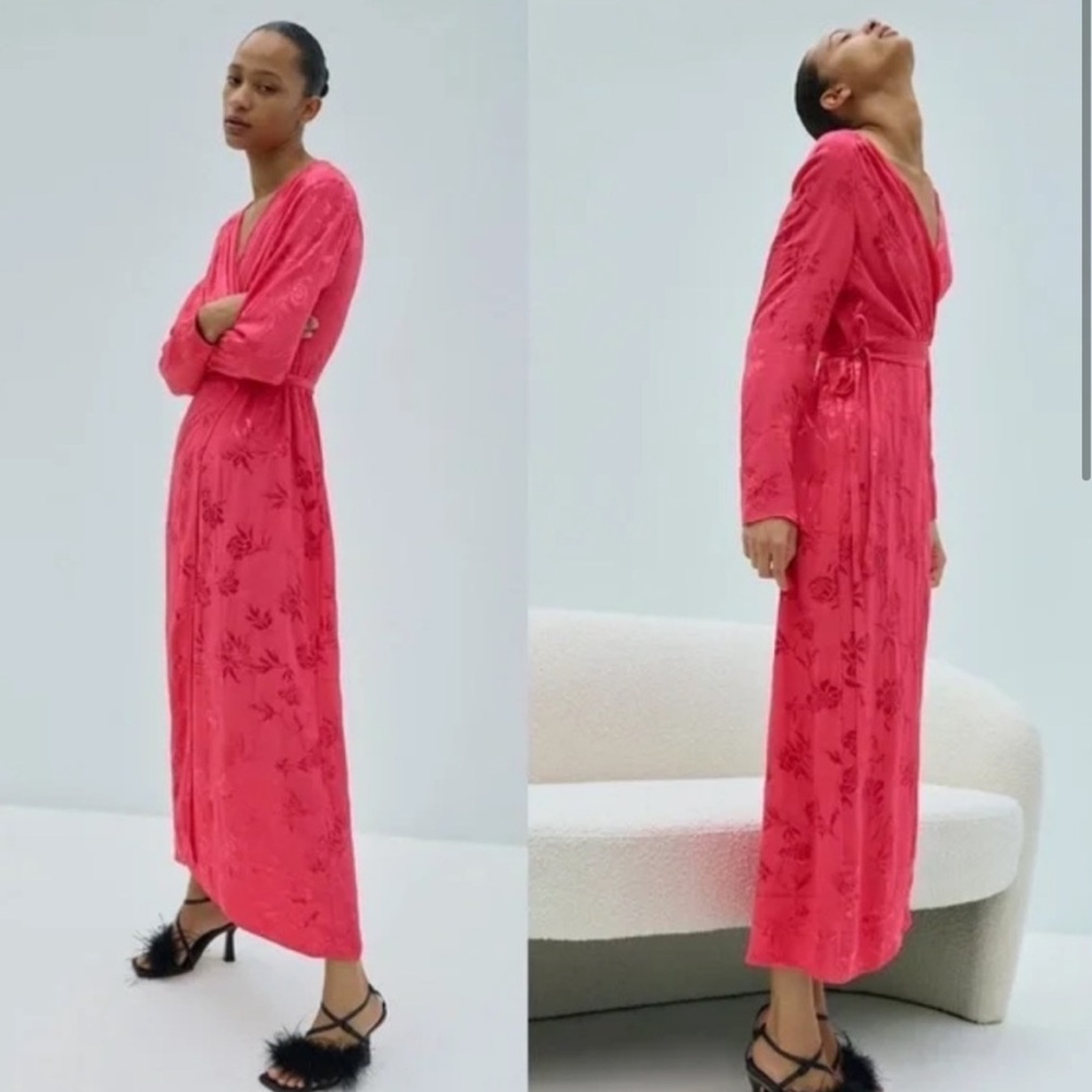 Zara Vibrant Pink Long Sleeve Dress